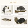 PawHut 8Pcs Cat Shelves, Cat Wall Furniture with Scratching Posts, Perches, Ladder, Wall Mounted Cat Tree for Sleeping, Playing, Lounging - Brown