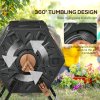 Outsunny Dual Chamber Garden Compost Bin, 130L Rotating Composter, Compost Maker with Ventilation Openings and Steel Legs, Dark Brown and Black