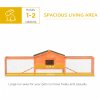 PawHut Rabbit Hutch Run, Guinea Pig Hutch Wooden Bunny House with Tray, Ramps, Asphalt Roof, for Garden, Yard, 309 x 70 x 87cm, Orange