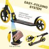 HOMCOM Foldable Kick Scooter with Double Shock Absorption and Big Wheels, Height Adjustable Aluminium Frame Big Wheel Scooter for 14+ Teens Adult - Yellow
