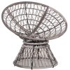 Outsunny 360 Swivel Rattan Papasan Moon Bowl Chair Round Lounge Garden Wicker Basket Seat with Padded Cushion Oversized for Outdoor Indoor, Grey