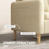 HOMCOM Two Seater Sofa for Living Room, Modern Fabric Couch with Wood Legs and 2 Pockets for Bedroom and Home Office