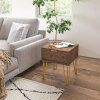 HOMCOM Bedside Table with Drawer, Wooden Nightstand, Modern Sofa Side Table with Gold Tone Metal Legs and Handles for Living Room, Bedroom, Easy Assembly, 40x41x 49cm, Brown