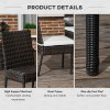 Outsunny 4 Pieces PE Rattan Garden Chairs with Cushion, Patio Wicker Dining Chairs with Backrest for Patio, Deck, Garden, Brown