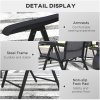 Outsunny Set of 2 Outdoor Wicker Folding Chairs, Patio PE Rattan Dining Armrests Chair set with 7 Levels Adjustable Backrest, for Outdoors, Camping, Grey