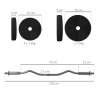 SPORTNOW 25kg Barbell Weights Set, Adjustable Gym Weights up to 80kg with 4ft Curl Bar and Non-slip Handle for Home Gym, Exercise, Weight Strength Training