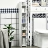 kleankin Modern Bathroom Storage Cabinet, Freestanding Tall Bathroom Cabinet with Open Shelves and 3 Cupboards with Door, for Bedroom Hallway