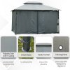 Outsunny 4m x 3(m)Garden Gazebo, Double Roof Outdoor Gazebo Canopy Shelter with Curtains, Solid Steel Frame for Patio, Garden