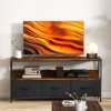 HOMCOM TV Stand Cabinet up to 55-inch, TV Unit with 3 Foldable Linen Drawers, Open Shelf for Living Room, Bedroom, Entertainment Room, Rustic Brown