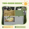PawHut Tortoise House with Storage Cabinet, Wooden Tortoise Enclosure with Lamp Holder, Openable Top, Transparent Windows, Turtle Habitat for Indoor, Light Grey