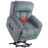 HOMCOM Power Lift Riser and Recliner Chair with Vibration Massage and Heat, Leathaire Fabric Electric Lift Chair for Elderly with Remote Controllers, Side Pocket, Pocket Spring, Grey
