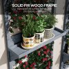 Outsunny Set of 2 Wall Mounted Plant Stand with Trellis, 170cm Wooden Plant Rack with Hanging Planter Shelves and Slatted Trellis for Climbing Plants, for Patio, Balcony, Porch, Grey