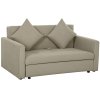 HOMCOM 2 Seater Sofa Bed, Convertible Bed Settee, Modern Velvet Loveseat Sofa Couch with 2 Cushions, Hidden Storage for Living Room, Guest Room, Light Brown