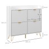 HOMCOM Narrow Shoe Cabinet with 4 Flip Drawers, Slim Shoe Storage Cabinet with Adjustable Shelves, Hairpin Legs and 4 Vents for 16 Pairs of Shoes for Entryway, White
