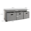 HOMCOM Shoe Bench with 3 Fabric Baskets, Shoe Storage Bench with Seat Cushion, Shoe Cabinet for Entryway, Hallway, Living Room, Bedroom