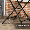 Outsunny Foldable Garden Dining Table, Round Outdoor Table with HDPE Tabletop and Steel Frame for Patio and Garden, Dark Grey