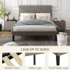 HOMCOM King Bed Frame with 5-Level Adjustable Velvet Upholstered Headboard, Wooden Slats Mattress Foundation, No Box Spring Needed, Grey