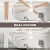 HOMCOM Ceiling Fan with Light, 130cm Flush Mount LED Ceiling Fan Light with 4 Reversible Blades, Pull-chain Switch, for Bedroom Living Room, White and Natural Tone