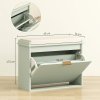 HOMCOM Shoe Bench with Padded Seat Cushion and Flip-Drawer, Shoe Cabinet Holds up to 120kg for Hallway, Entryway and Porch, 62x26x47.5cm