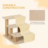 PawHut Dog Steps for Sofa, 3 Steps Dog Stairs, Pet Stairs, with Washable Plush Cover, for Small Breeds, Cats - Beige