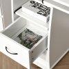 HOMCOM Computer Desk Office PC Table Workstation with Keyboard Tray, CPU Shelf, Drawers, Sliding Scanner Shelf, White