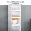 HOMCOM 204 CD Media Display Shelf Unit Set of 2 Blu-Ray Tower Rack w/ Adjustable Shelves Bookcase Storage Organiser, White