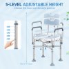 HOMCOM Shower Chair with Upgraded U-shaped Seat and Reinforced Crossbars, Height Adjustable Padded Bath Chair with Non-slip Feet for Elderly Seniors Disabled Handicap, Tool-Free Assembly