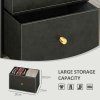 HOMCOM Chest of Drawers, 3 Drawer Fabric Dresser with PU Leather Surface, Steel Frame, Storage Organizer Unit for Bedroom, Living Room, Hallway, Closet, Easy to Assemble, Black