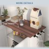 PawHut Pet Feeding Station with Storage, Dog Feeding Station with Raised Dog Bowls, Adjustable Panel, Hooks, Pet Food Storage Cabinet, White