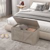 HOMCOM 100L Storage Chest, Storage Trunk with 2 Safety Hinges and U-shaped Cut-out Pull, Organizer Box for Living Room, Entryway, 80 x 40 x 45 cm