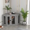 PawHut Dog Crate Furniture, Side Table Dog Kennel with Cushion, Large Door, for Medium Dogs - Grey