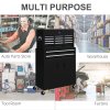 HOMCOM Tool Chest, Metal Tool Cabinet on Wheels with 6 Drawers, Pegboard, Top Chest and Roller Cabinet Combo, 61.6 x 33 x 108cm, Black