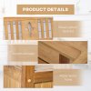 Outsunny 2 Seater Garden Storage Bench, 164L Outdoor Storage Box with Backrest Flower Pattern, Wooden Garden Bench with Armrests, 125 x 68.5 x 97cm, Natural