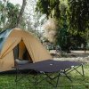 Outsunny Double Camping Bed Camping Cot Foldable Sunbed Outdoor Patio Sleeping Bed Super Light with Carry Bag (Black)