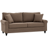 HOMCOM 3 Seater Sofa, Fabric Couch with Rubber Wood Legs, 3 Seater Settee with Extra Padded Cushions and Pillows for Living Room, 196W x 80.5D x 89H cm