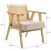 HOMCOM Armchair, Fabric Accent Chair with Rattan Back, Rubber Wood Frame and Padded Seat Cushion for Living Room, Bedroom, Home Office, Cream White Finish