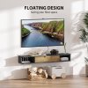HOMCOM 120 cm Floating TV Stand Cabinet, Wall Mounted TV Cabinet with Open Compartments and Flip Door, Modern Entertainment Media Console for Living Room, Charcoal Grey