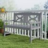 Outsunny 2-Seater Chair, Wooden Garden Bench, Outdoor Patio Loveseat for Porch, Grey