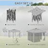 Outsunny 3 x 3(m) Pop Up Gazebo with Sides, 20 Solar-Powered LED Lights, Netting, Roller Bag, 4 Weight Bags, Marquee Party Tent, Height Adjustable Instant Event Shelter, Khaki