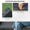 Outsunny 2 Seat Rattan Garden Bench, Patio Wicker Chair with Glass Tea Table, Outdoor Love Seat with Padded Cushions, for Garden, Porch, Mixed Grey/Grey