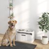 PawHut Raised Dog Bowl, Elevated Pet Bowls with Slow Feeder, Two Stainless Steel Bowls, Drawer, for Large & Extra Large Dogs, White