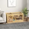 PawHut Wooden Hamster Cage with Water Bottle, Small Animal Exercise Play House with Platforms, Openable Roof, Sliding Tray, Hut, Seesaws, Natural Wood Finish