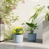 Outsunny Set of 2 Plastic Round Plant Pots Outdoor 22cm, Garden Planters, Flower Pots for Garden Decoration, Patios, Indoor, Outdoor, Home, Blue