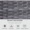 Outsunny 2 Seater Rattan Sofa with Cushions, Wicker Garden Loveseat with Armrests, Outdoor Garden Sofa Couch with Metal Frame for Patio, Mixed Grey