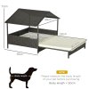 PawHut Rattan Dog House, Extendable Outdoor Wicker Dog Bed w/ Water-Resistant Roof, Removable Cushion, for Small and Medium Dogs - Cream White