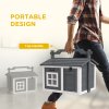 PawHut Rabbit Hutch Cat House Puppy House Guinea Pig Hutch Small Animal House Portable Wooden Indoor Outdoor with 2 Rooms Top Handle, Openable Roof - Grey