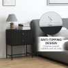HOMCOM Bedside Table with 2 Drawers, Modern Bedside Cabinet with Storage and Metal Legs for Bedroom, Living Room, Black