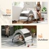 PawHut Elevated Dog Bed with Removable Canopy, Portable Cooling Raised Pet Cot with Breathable Mesh, Storage Bag, for Indoor Outdoor Use, for Small Medium Dogs, 76 x 61 x 70 cm, Light Grey