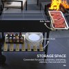 Outsunny Charcoal?BBQ?Grill, Barbecue?Trolley with Double Adjustable Grill, Side Table, Storage Shelf and Wheels for Outdoor Garden Party Cooking, Black