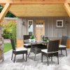 Outsunny 4 Pieces PE Rattan Garden Chairs with Cushion, Patio Wicker Dining Chairs with Backrest for Patio, Deck, Garden, Brown